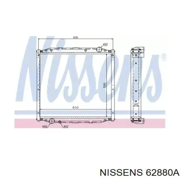 62880A Nissens Radiador de esfriamento de motor