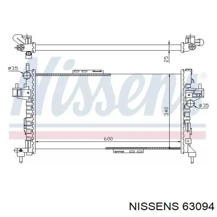 Radiador de esfriamento de motor Nissens 63094 preço, a partir de 73,12 USD