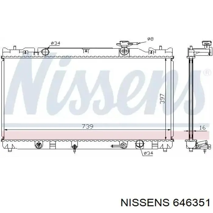 Radiador de esfriamento de motor Nissens 646351 preço, a partir de 114,23 USD