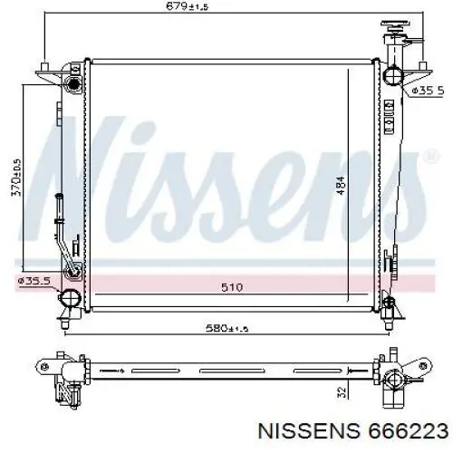 666223 Nissens Radiador de esfriamento de motor