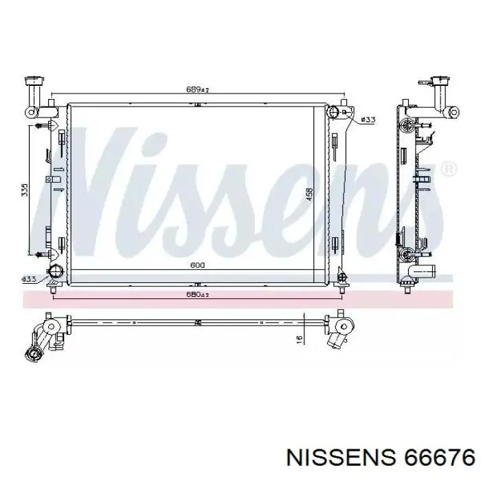 66676 Nissens Radiador de esfriamento de motor