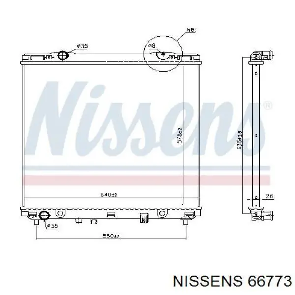 Radiador de esfriamento de motor Nissens 66773 preço, a partir de 191,87 USD