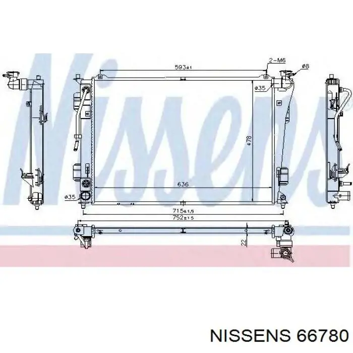 613HNA188 TYC Radiador de esfriamento de motor