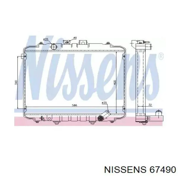 Radiador de esfriamento de motor 67490 Nissens