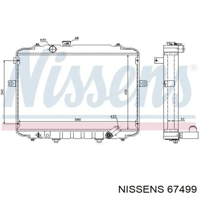 Radiador de esfriamento de motor 67499 Nissens