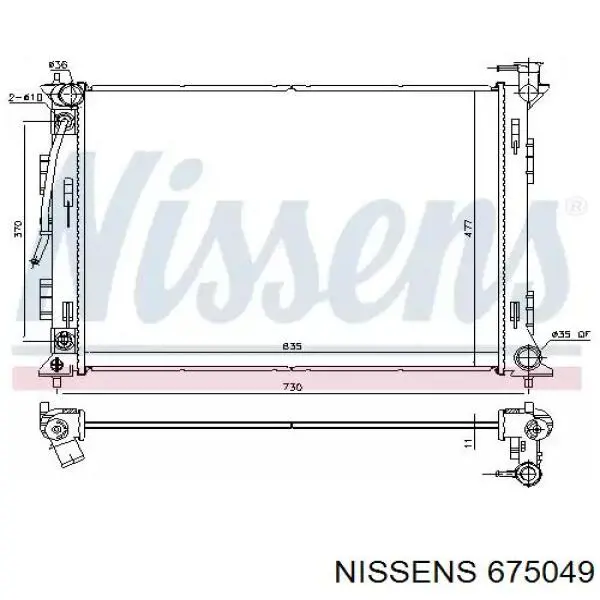 675049 Nissens Radiador de esfriamento de motor