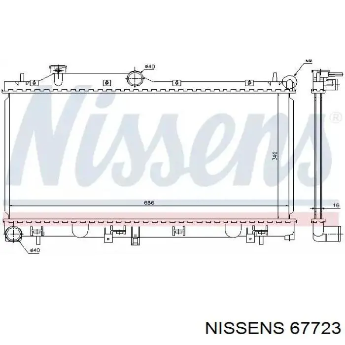 Radiador de esfriamento de motor Nissens 67723 preço, a partir de 135,91 USD
