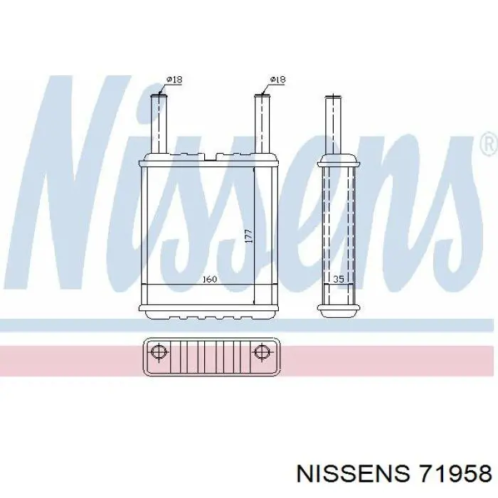 Radiador de forno (de aquecedor) Nissens 71958 preço, a partir de 46,26 USD