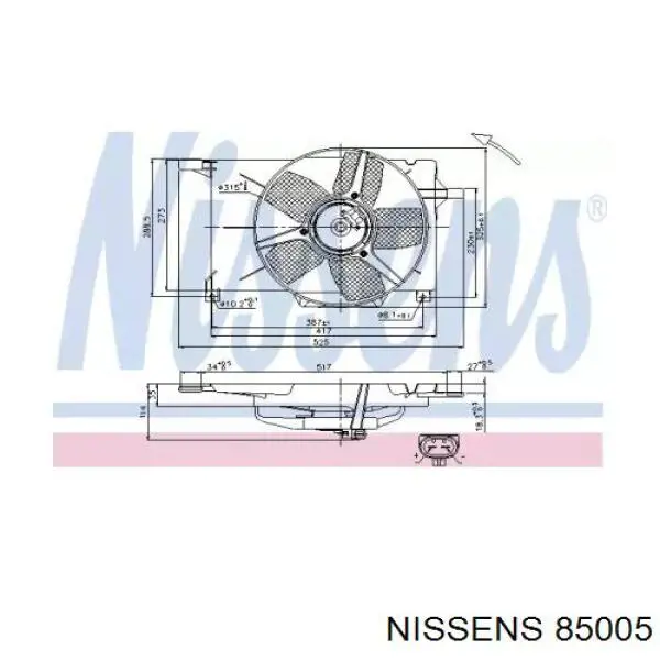 Difusor do radiador de esfriamento, montado com motor e roda de aletas 90469600 General Motors