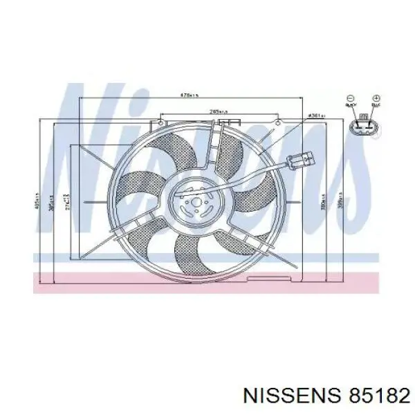 Compre 85182 Nissens Ventilador elétrico de esfriamento montado (motor + roda de aletas)