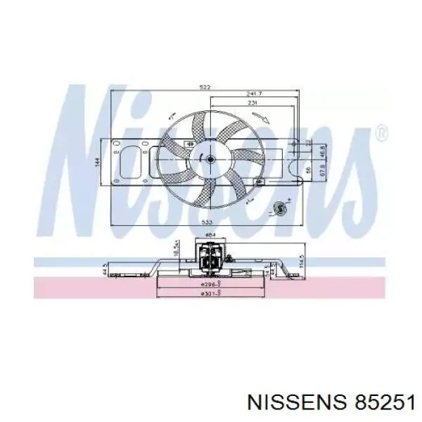 Ventilador elétrico de esfriamento montado (motor + roda de aletas) Nissens 85251 preço, a partir de 58,18 USD