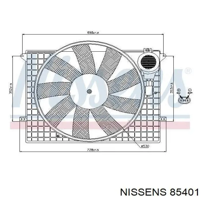 85401 Nissens Ventilador elétrico de esfriamento montado (motor + roda de aletas)
