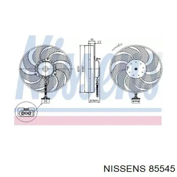 Ventilador (roda de aletas) do radiador de esfriamento Nissens 85545 preço, a partir de 73,81 USD