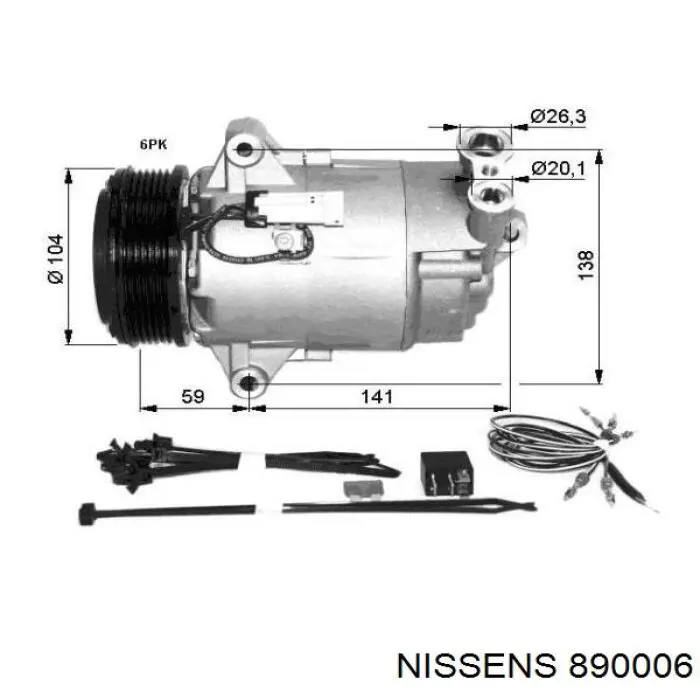 890006 Nissens Compressor de aparelho de ar condicionado