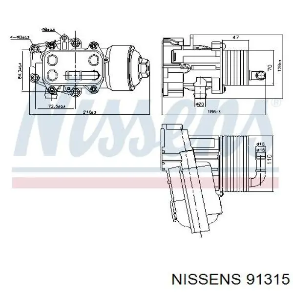 Caixa do filtro de óleo Nissens 91315 preço, a partir de 106,97 USD