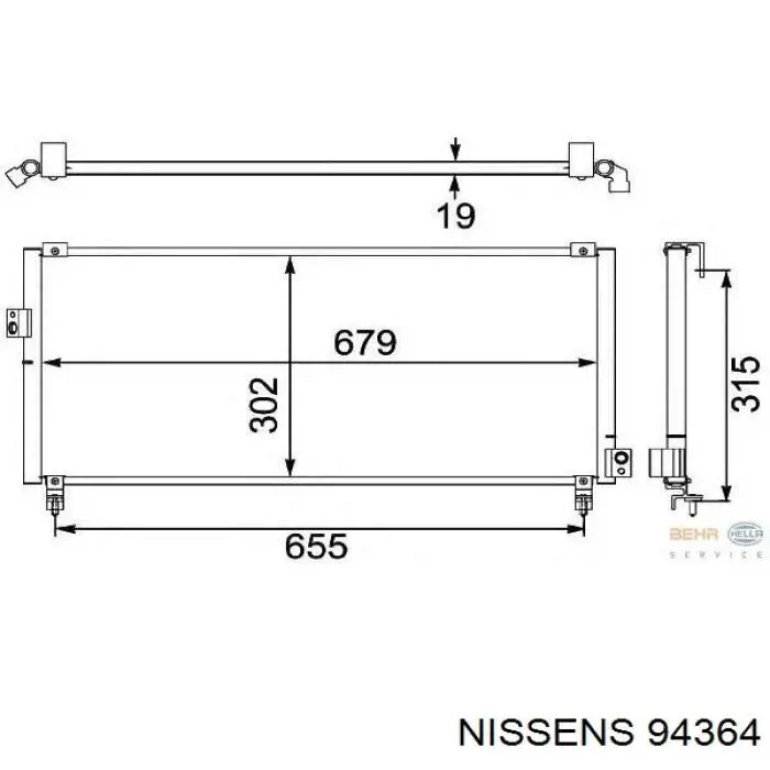 Radiador de aparelho de ar condicionado Nissens 94364 preço, a partir de 80,50 USD