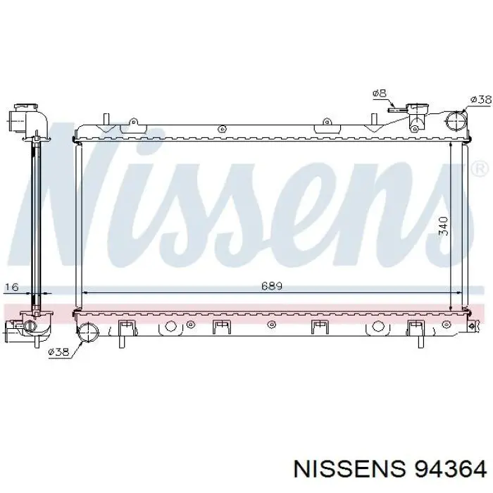 94364 Nissens Radiador de aparelho de ar condicionado