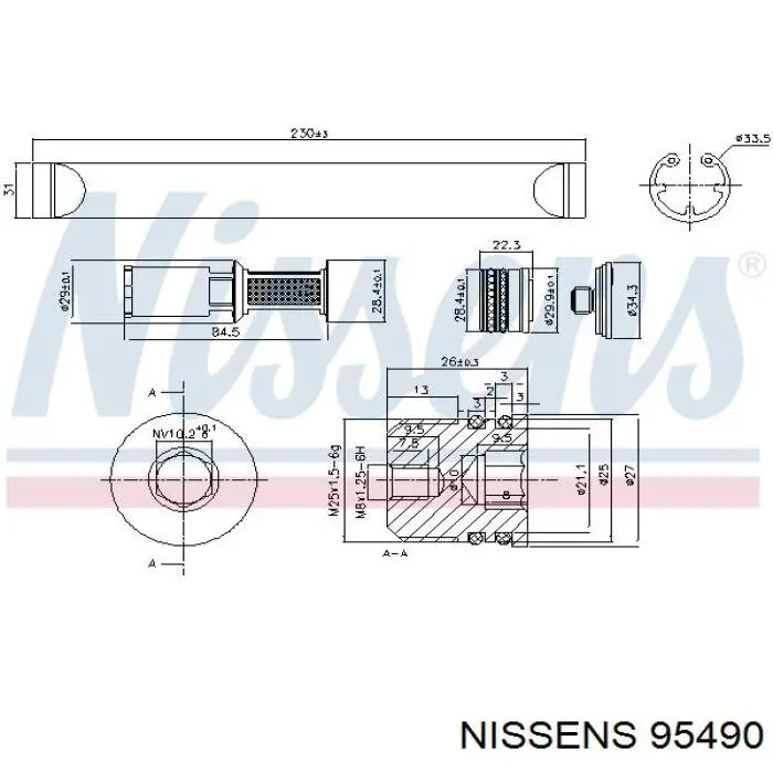Tanque de recepção do secador de aparelho de ar condicionado Nissens 95490 preço, a partir de 26,00 USD