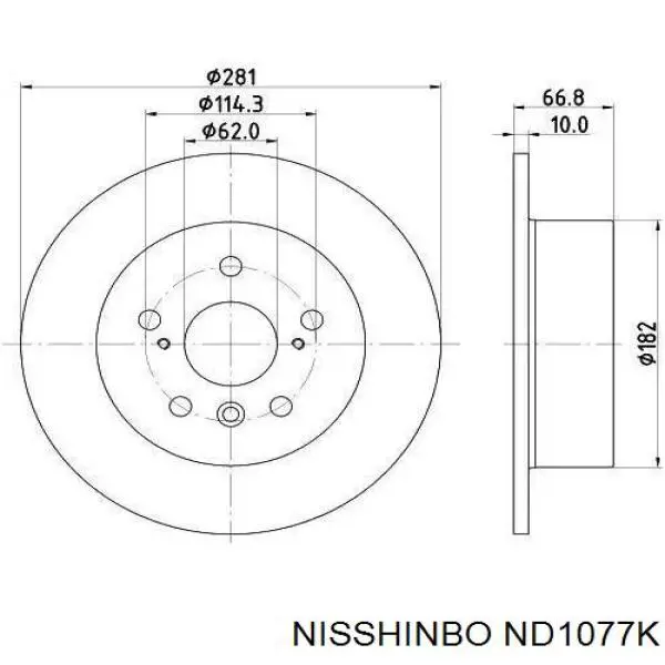 ND1077K Nisshinbo Disco do freio traseiro
