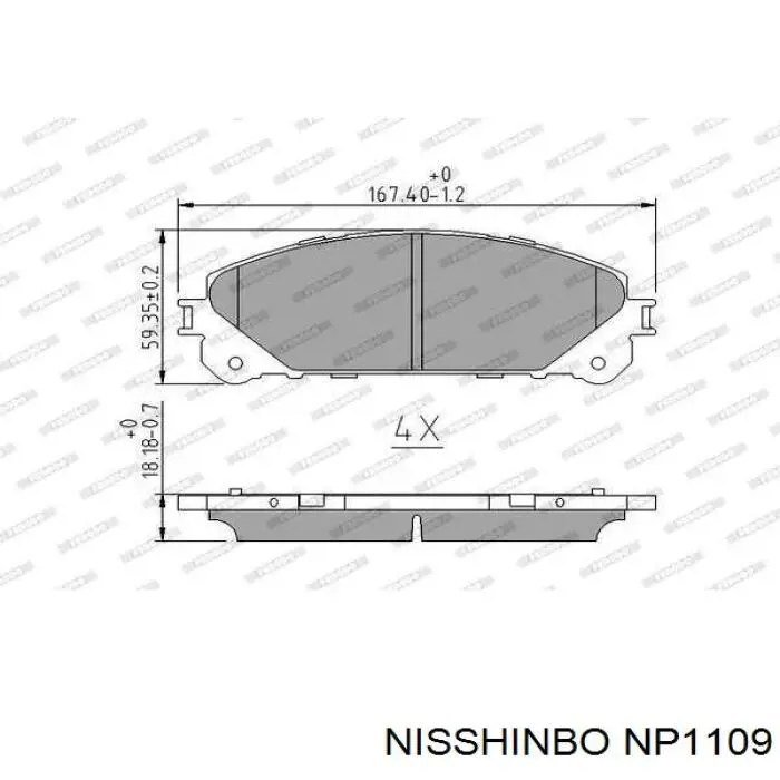 Sapatas do freio dianteiras de disco Nisshinbo NP1109 preço, a partir de 39,71 USD