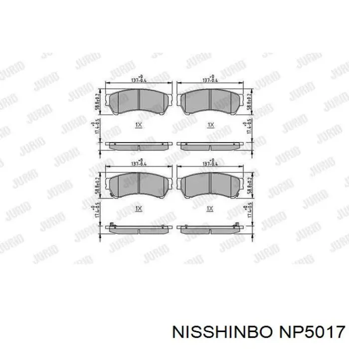 Sapatas do freio dianteiras de disco Nisshinbo NP5017 preço, a partir de 32,93 USD