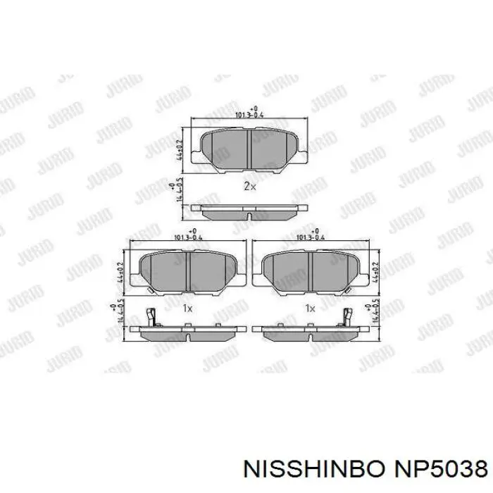 Sapatas do freio traseiras de disco Nisshinbo NP5038 preço, a partir de 24,06 USD