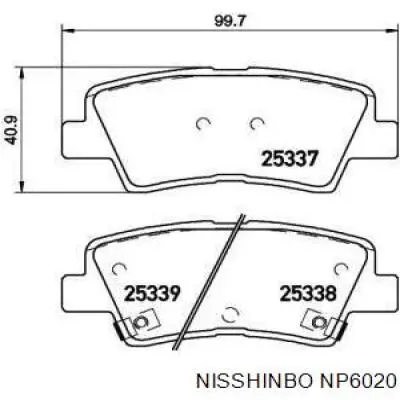 Sapatas do freio traseiras de disco Nisshinbo NP6020 preço, a partir de 24,37 USD