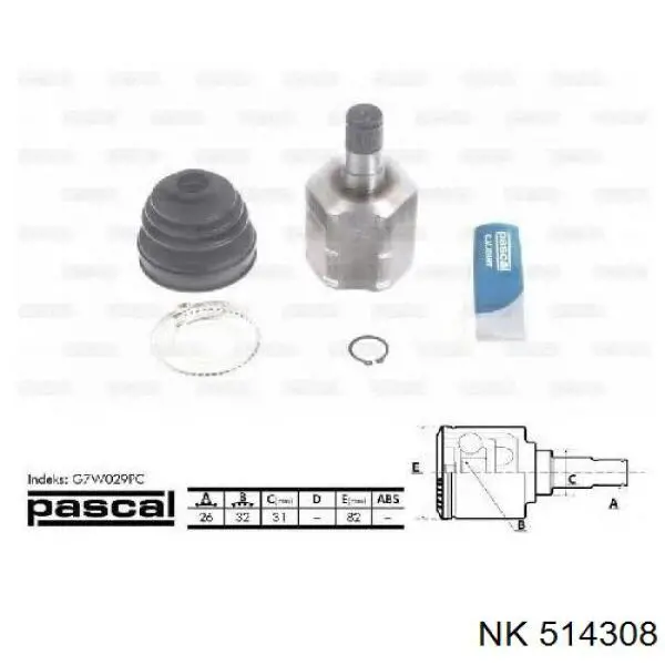 Junta homocinética interna dianteira NK 514308 preço, a partir de 47,87 USD