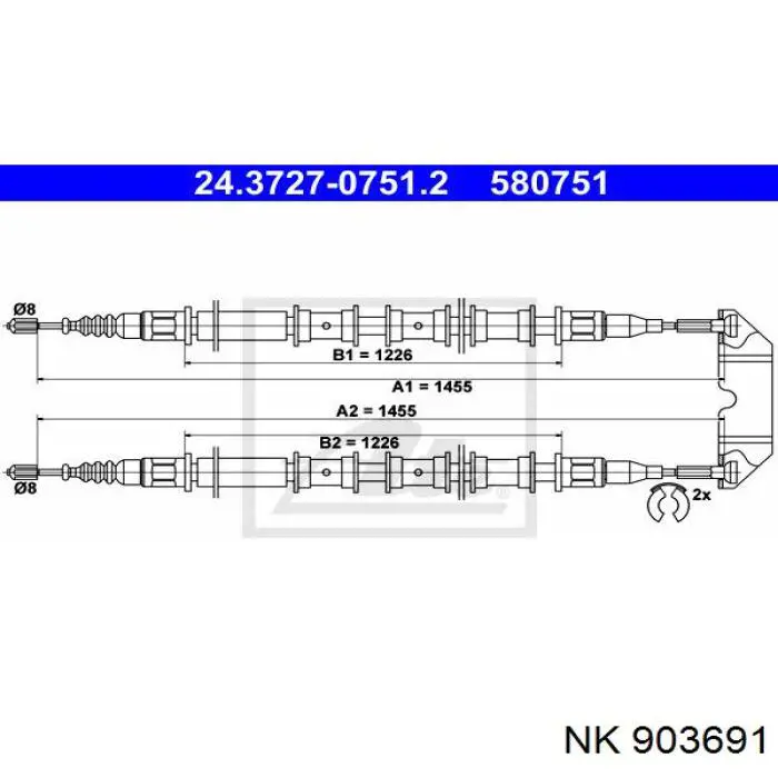 Compre 903691 NK Cabo traseiro direito/esquerdo do freio de estacionamento