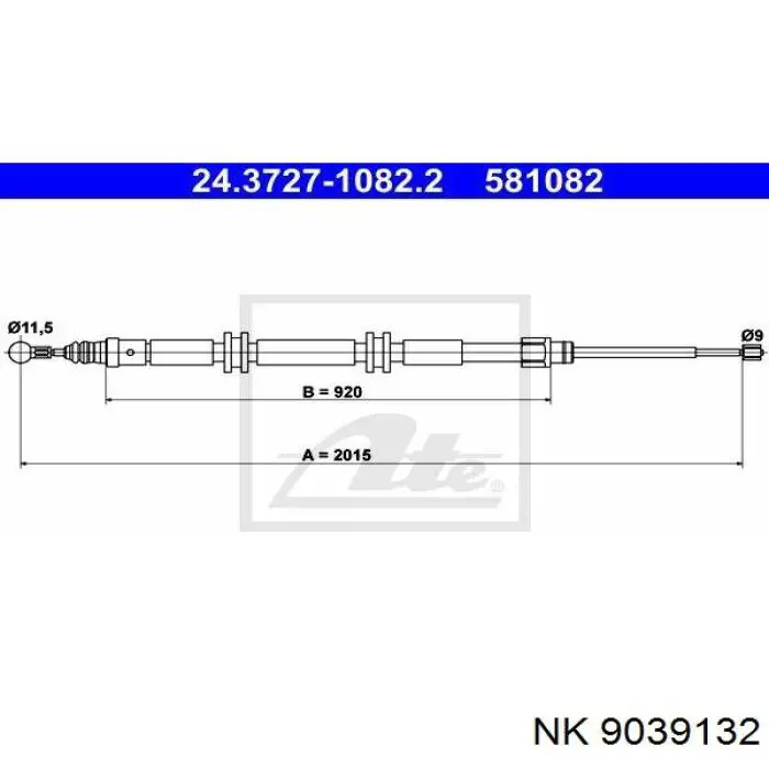 Cabo traseiro direito/esquerdo do freio de estacionamento NK 9039132 preço, a partir de 20,32 USD