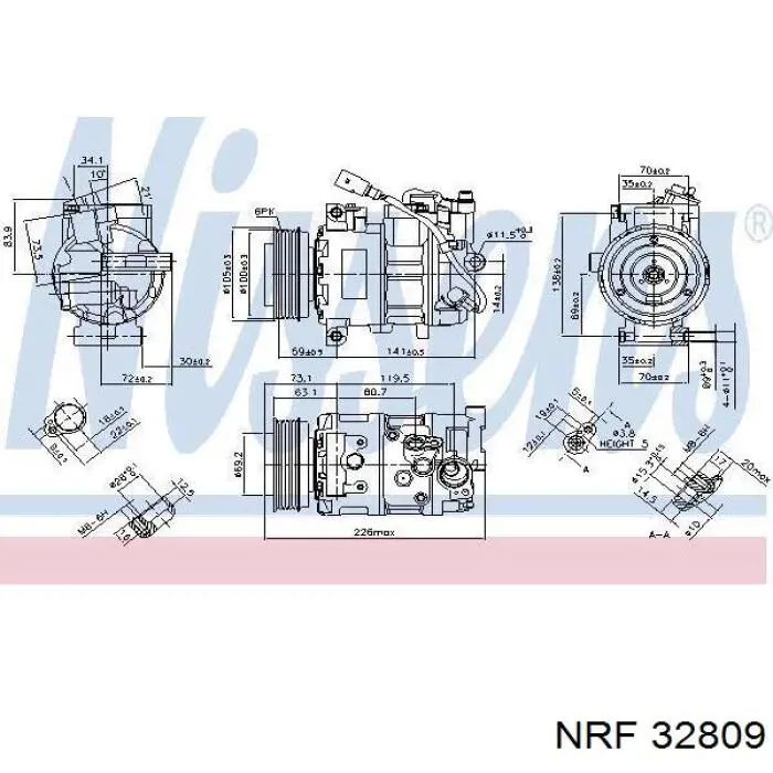 Compressor de aparelho de ar condicionado 32809 NRF