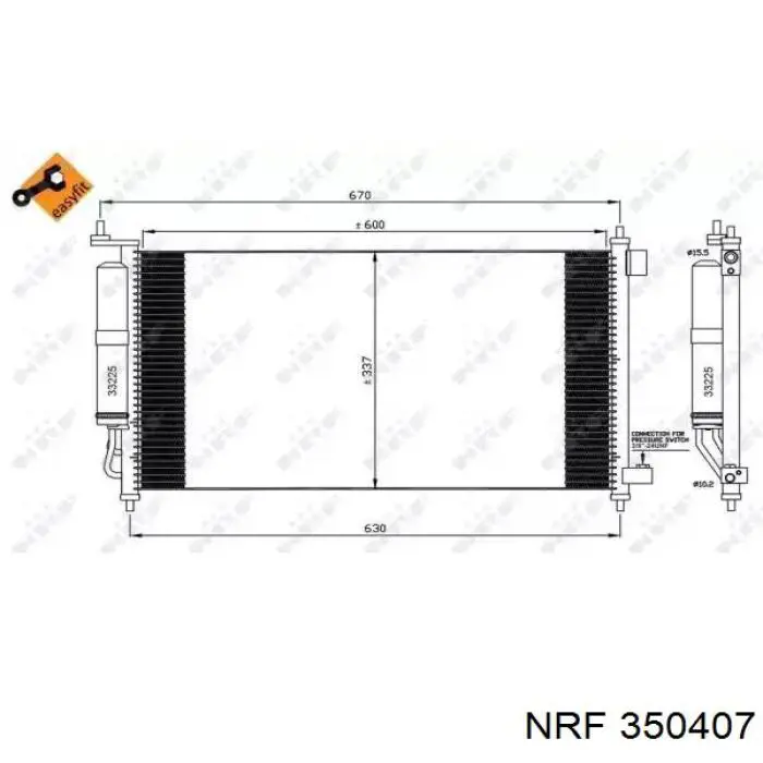 92100BA61A Nissan/Infiniti Radiador de aparelho de ar condicionado
