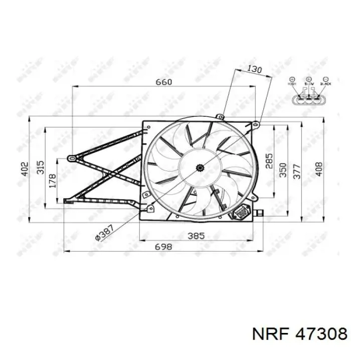Difusor do radiador de esfriamento, montado com motor e roda de aletas NRF 47308 preço, a partir de 47,67 USD