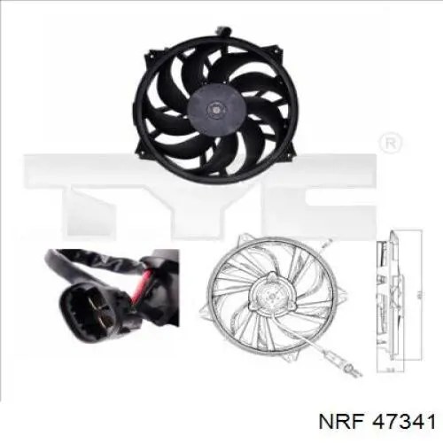 Ventilador elétrico de esfriamento montado (motor + roda de aletas) esquerdo NRF 47341 preço, a partir de 77,80 USD