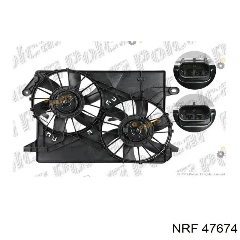 47674 NRF Difusor do radiador de esfriamento, montado com motor e roda de aletas