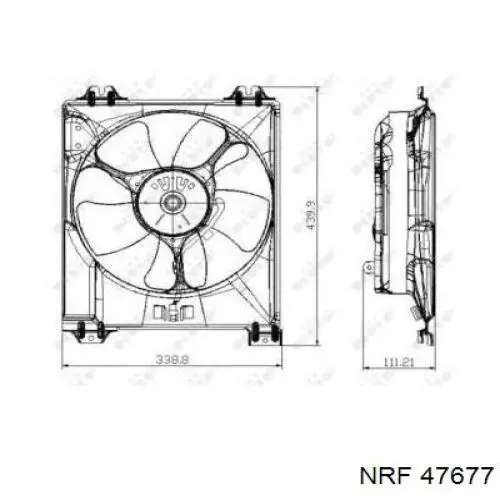 47677 NRF Difusor do radiador de esfriamento, montado com motor e roda de aletas