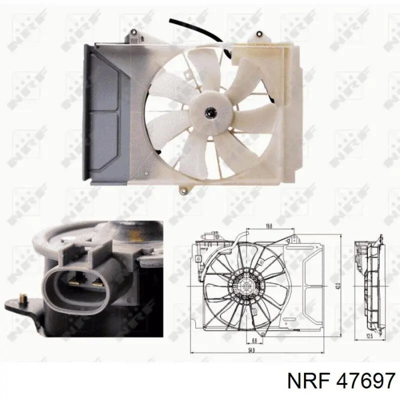 47697 NRF Difusor do radiador de esfriamento, montado com motor e roda de aletas