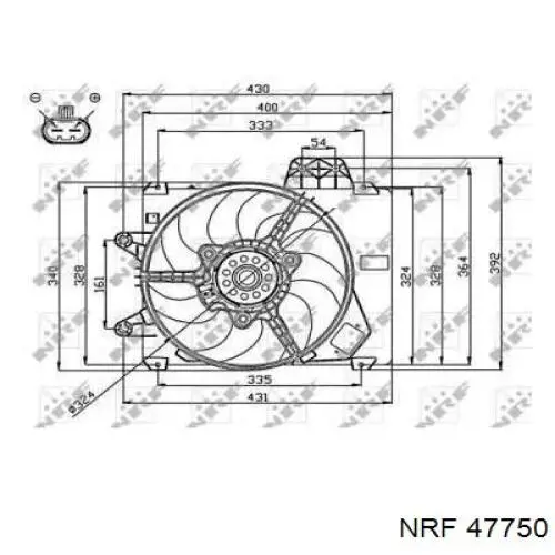 Compre 47750 NRF Difusor do radiador de aparelho de ar condicionado, montado com roda de aletas e o motor