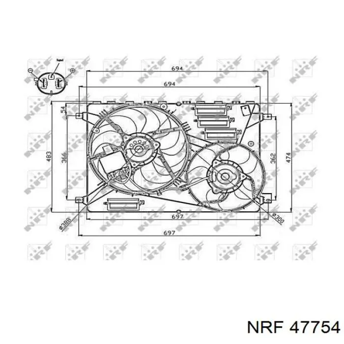 069422837010 Magneti Marelli Difusor do radiador de esfriamento, montado com motor e roda de aletas