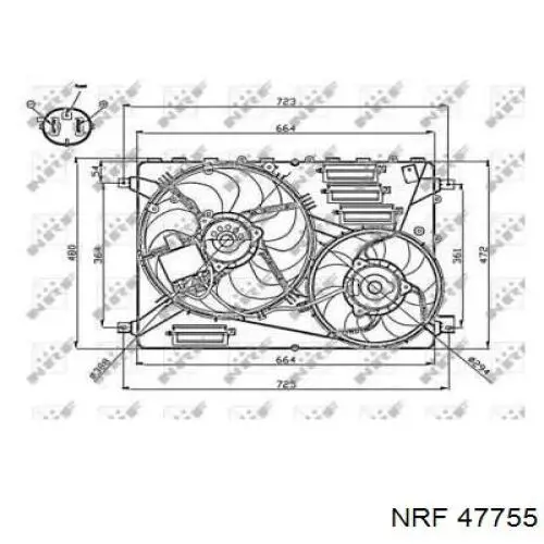 Difusor do radiador de esfriamento, montado com motor e roda de aletas Land Rover LR094390