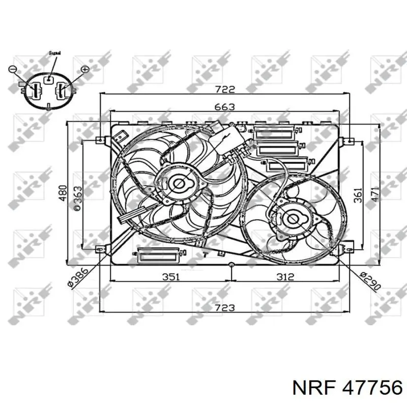 Difusor do radiador de esfriamento, montado com motor e roda de aletas NRF 47756 preço, a partir de 432,03 USD