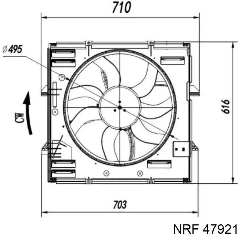 47921 NRF Ventilador elétrico de esfriamento montado (motor + roda de aletas)