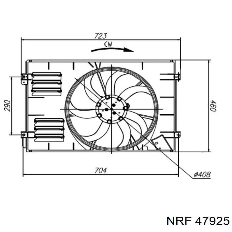 47925 NRF Ventilador elétrico de esfriamento montado (motor + roda de aletas) esquerdo