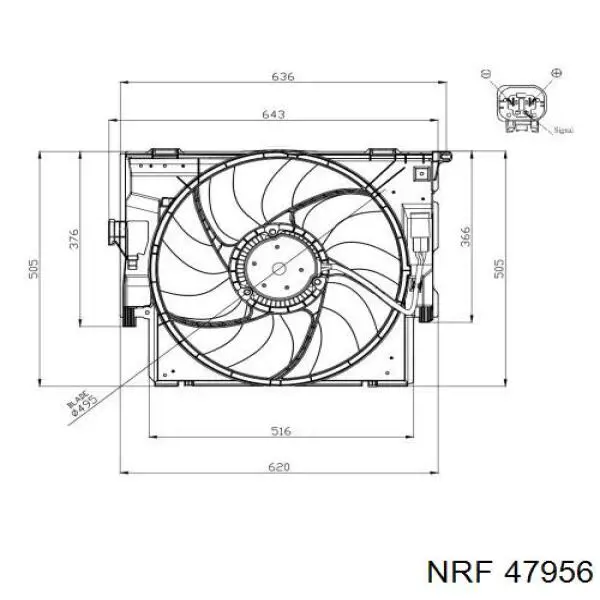 47956 NRF Difusor do radiador de esfriamento, montado com motor e roda de aletas