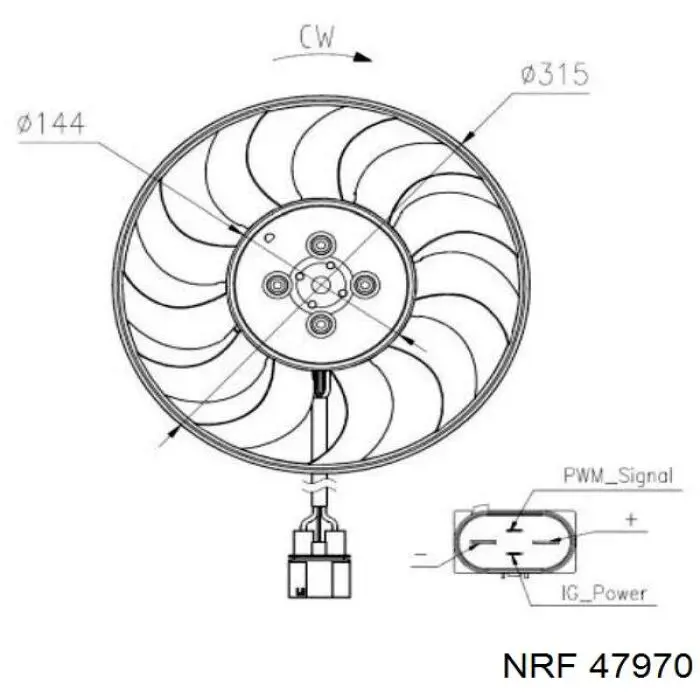 Motor direito de ventilador do sistema de esfriamento NRF 47970 preço, a partir de 273,03 USD