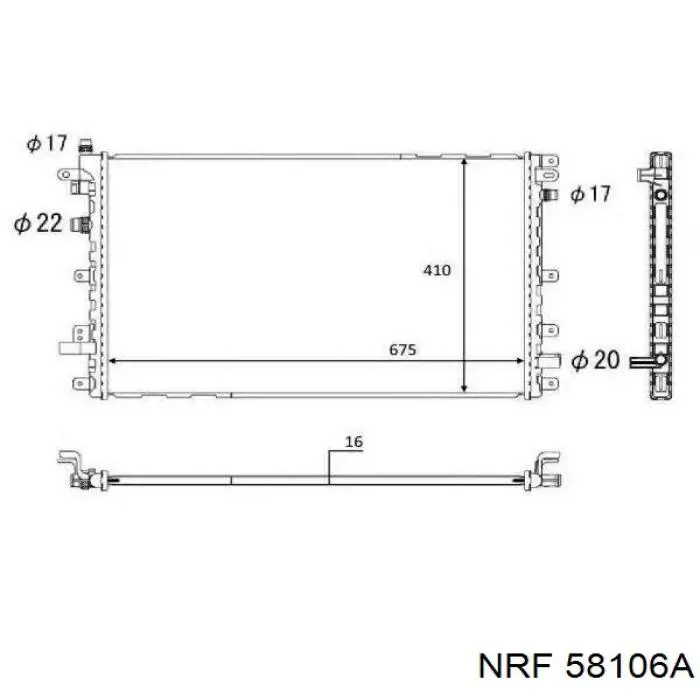 Radiador de esfriamento de motor 58106A NRF