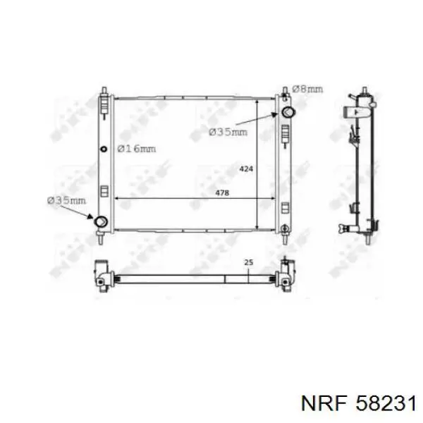 58231 NRF Radiador de esfriamento de motor