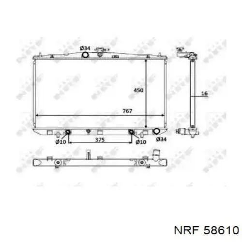 58610 NRF Radiador de esfriamento de motor
