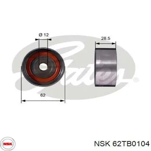 62TB0104 NSK Rolo parasita da correia do mecanismo de distribuição de gás