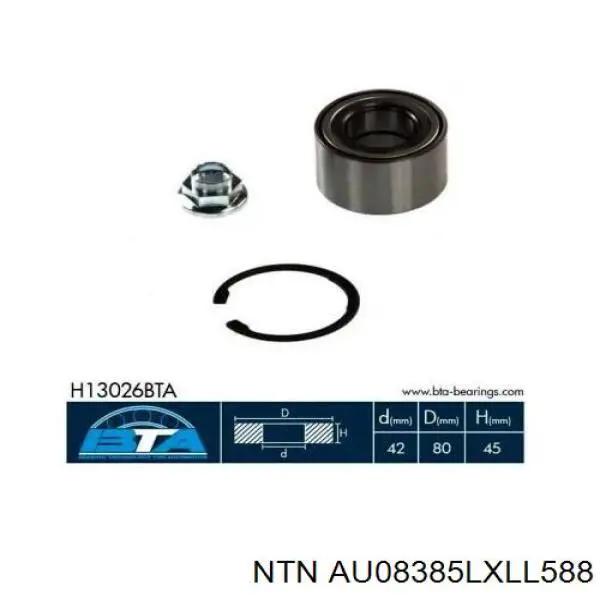 Rolamento de cubo dianteiro NTN AU08385LXLL588 preço, a partir de 39,63 USD